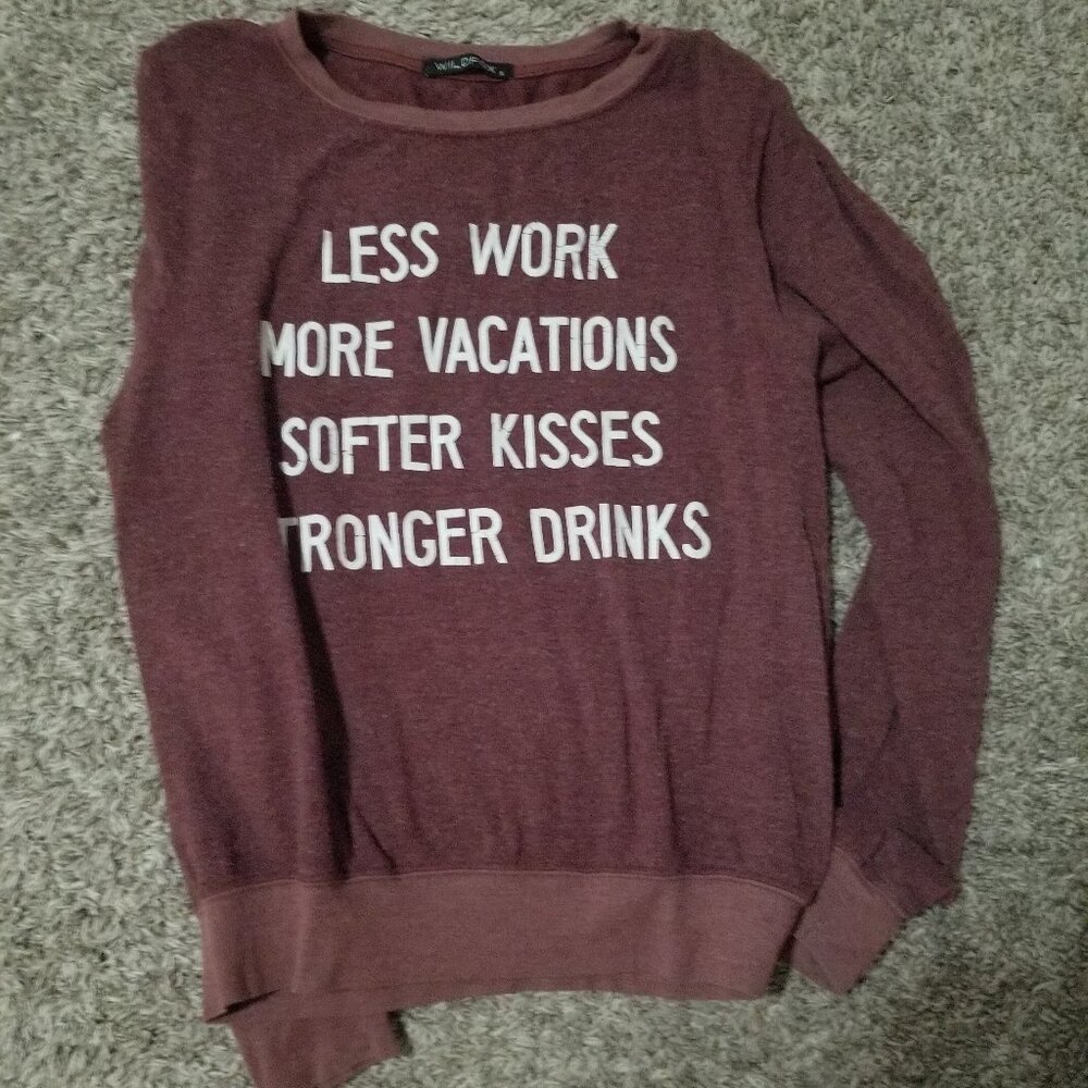 Wildfox less work, softer kisses, stronger drinks sweater, burgundy, small